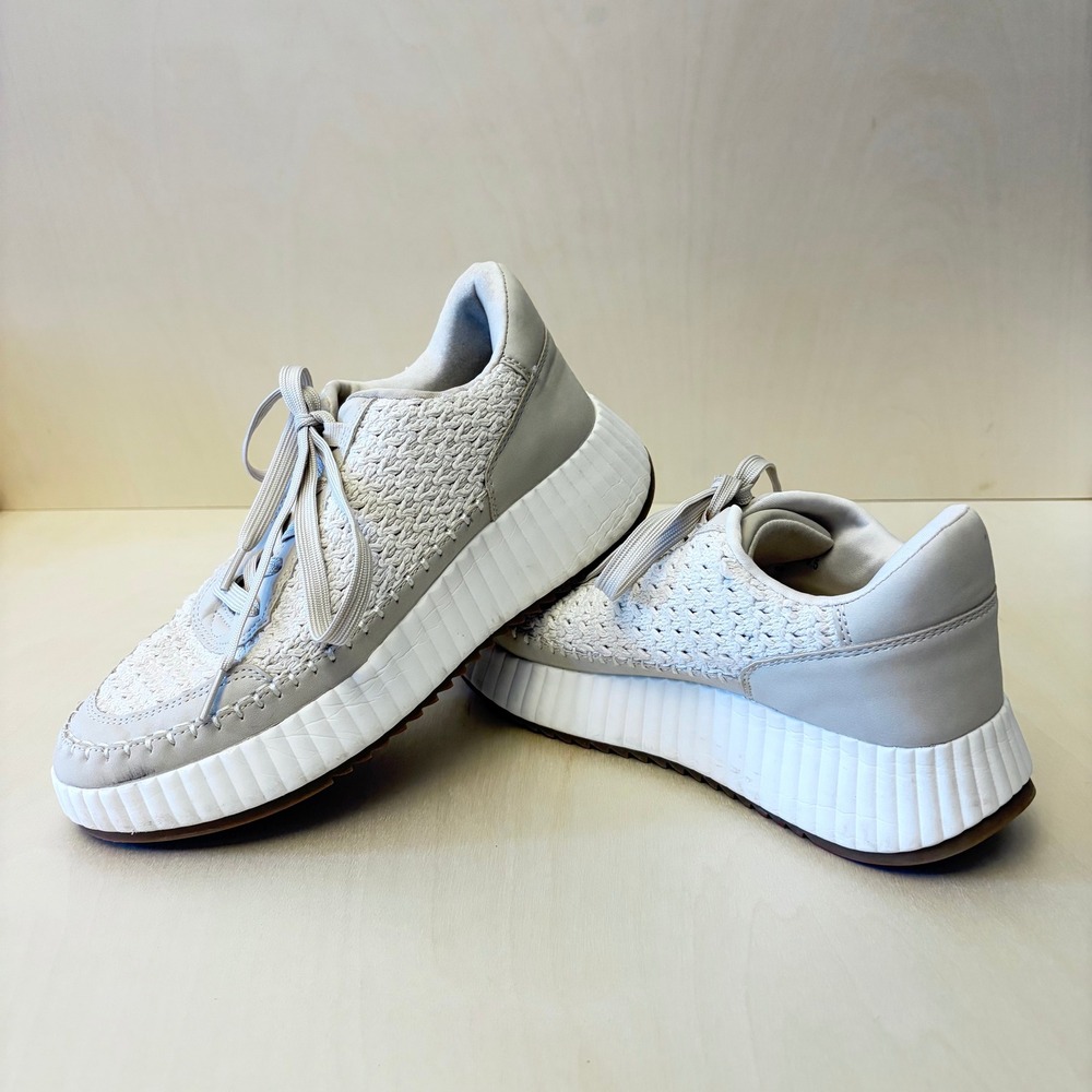 Dolce Vita Fay Sneakers Womens 9.5 Cream Woven Knit‎ Cushioned Platform